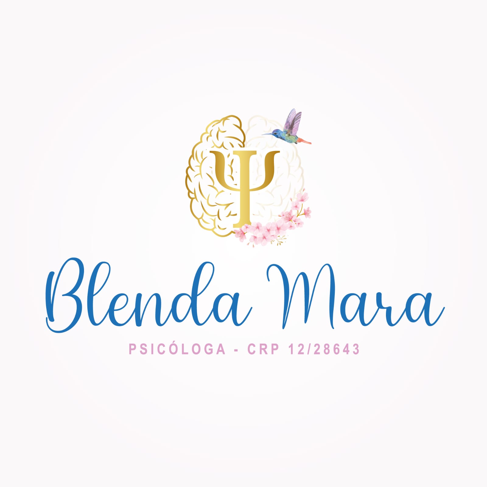 Logo Psicóloga Blenda (marca com cérebro e colibri)